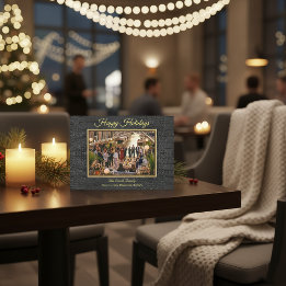 Tarjeta Festiva Foto de lujo impresa con textura de cuero de caimá