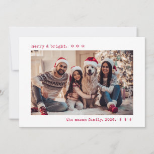 Tarjeta Festiva Foto de máquina de escribir roja Merry & Bright Na