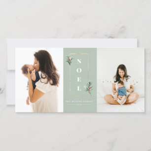 Tarjeta Festiva Foto de marco NOEL Gold Berry para invierno