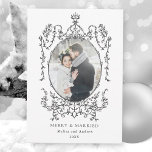 Tarjeta Festiva Foto de marco vintage clásico blanco y negro<br><div class="desc">Este navidad plano | la tarjeta de vacaciones presenta un marco vintage en blanco y negro con una foto. Para una personalización más avanzada de este diseño,  haga clic en el BOTÓN HERRAMIENTA DE DISEÑO AZUL de arriba.</div>
