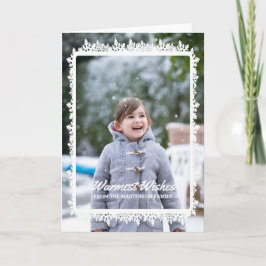 Tarjeta Festiva Foto de marfil con marco de nieve festividad
