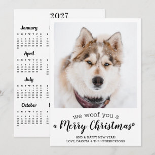 Tarjeta Festiva Foto de mascota adorable Calendario 2027 Perro Fel
