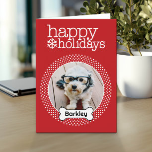 Tarjeta Festiva Foto de mascota con hueso de perro - Feliz