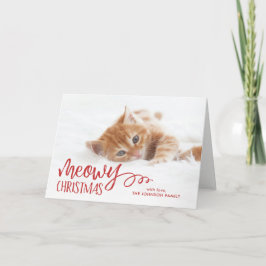 Tarjeta Festiva Foto de Mascota de gato de Meowy Navidades