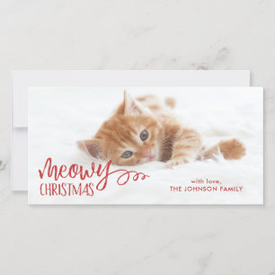 Tarjeta Festiva Foto de Mascota de gato de Meowy Navidades