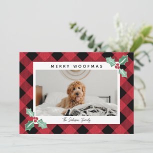 Tarjeta Festiva Foto de Mascota de las esquinas del bastidor holly