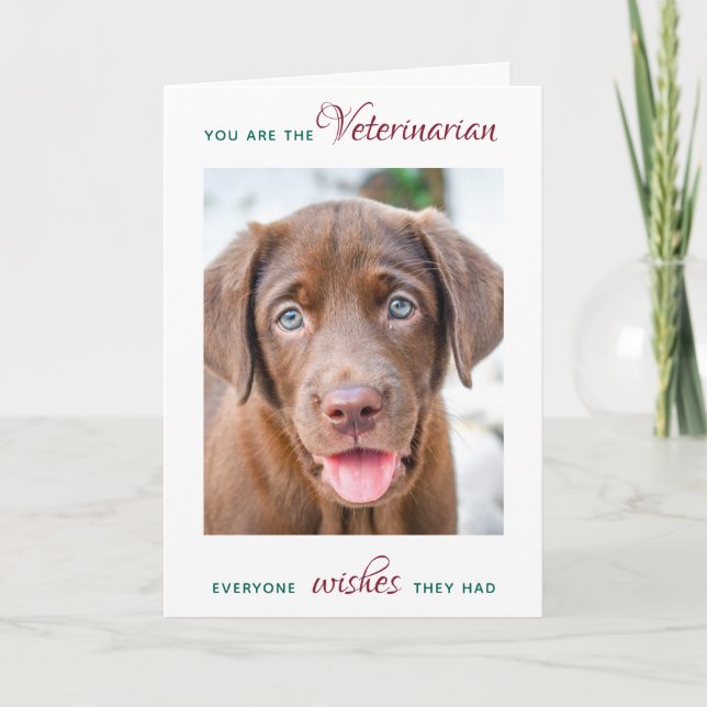 Tarjeta Festiva Foto de Mascota de Navidades personalizados veteri (Anverso)