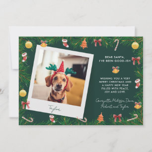 Tarjeta Festiva Foto de mascota Perro Navideña Divertida Personali