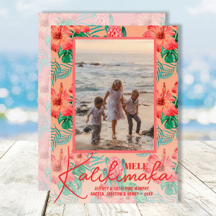 Tarjeta Festiva Foto de Mele Kalikimaka floral