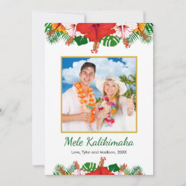 Tarjeta Festiva Foto de Mele Kalikimaka Hawaiian Hibiscus Navidade