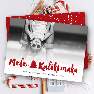 Tarjeta Festiva Foto de Mele Kalikimaka Navidades con guiones de p