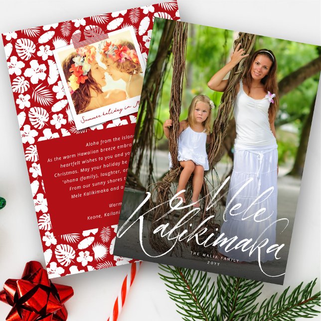 Tarjeta Festiva Foto de Mele Kalikimaka Navidades de escritura de  (Melekimaka Christmas Card - Click on the 'Edit Using Design Tool' to further personalise your card.)