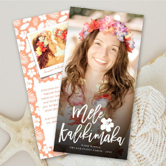 Tarjeta Festiva Foto de Mele Kalikimaka Navidades de escritura de