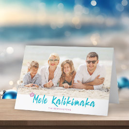 Tarjeta Festiva Foto de Mele Kalikimaka Navidades tropicales hawai