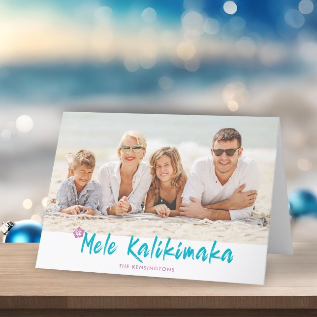 Tarjeta Festiva Foto de Mele Kalikimaka Navidades tropicales hawai (Mele Kalikimaka Tropical Hawaiian Christmas Photo Holiday Card)
