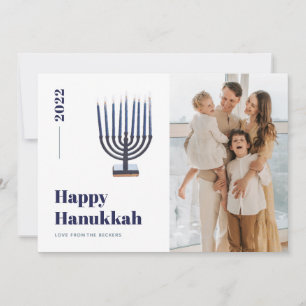 Tarjeta Festiva Foto de Menorah Candle Hanukkah Minimalista 2021