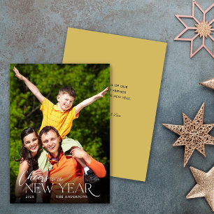 Tarjeta Festiva Foto de mensaje de felicitaciones de Año Nuevo