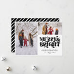 Tarjeta Festiva Foto de Merry & Bright Retro 2<br><div class="desc">Típografía festiva merry & Bright retro,  2 tarjeta de vacaciones fotográficas.</div>