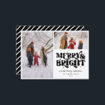 Tarjeta Festiva Foto de Merry & Bright Retro 2<br><div class="desc">Típografía festiva merry & Bright retro,  2 tarjeta de vacaciones fotográficas.</div>