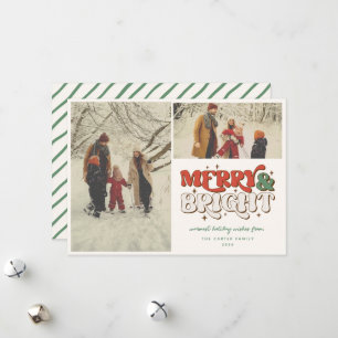 Tarjeta Festiva Foto de Merry & Bright Retro 2