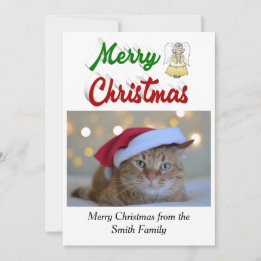 Tarjeta Festiva Foto de Merry Christmas Angel de escritura verde r