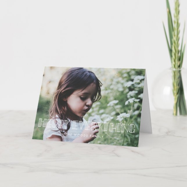 Tarjeta Festiva Foto de Merry Everything Retro Art Deco (Anverso)