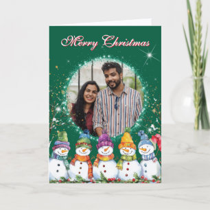 Tarjeta Festiva Foto de muñecos de nieve lindos