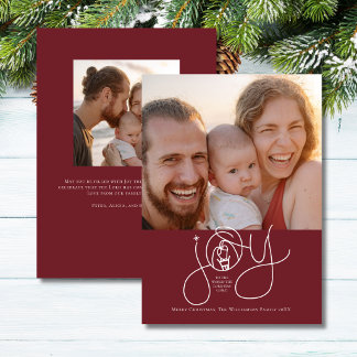 Tarjeta Festiva Foto de Natividad de Alegría Elegante Familia Cris
