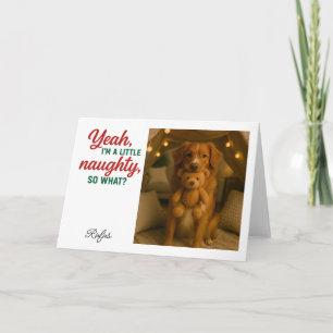 Tarjeta Festiva Foto de Navidad: Soy traviesa, ¿y qué?