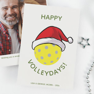 Tarjeta Festiva Foto de Navidades blancos de moda de Santa Cap Pic