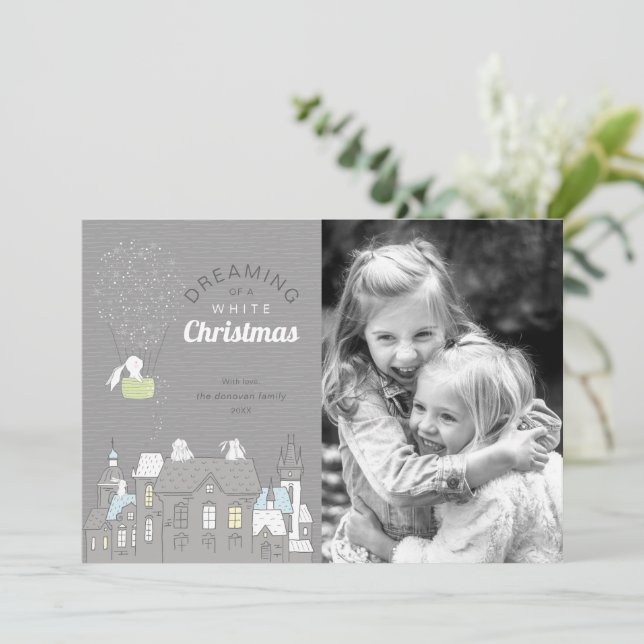 Tarjeta Festiva Foto de Navidades blancos de un libro de historias (Anverso de pie)