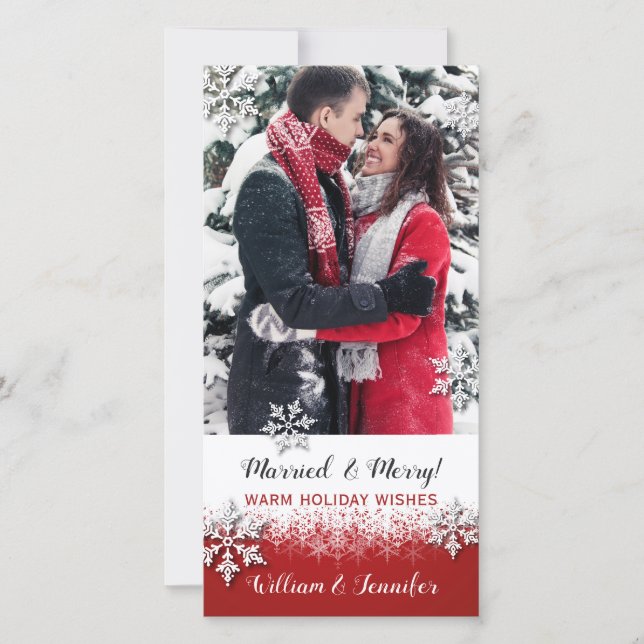 Tarjeta Festiva Foto de Navidades casados (Anverso)