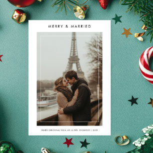 Tarjeta Festiva Foto de Navidades casados y merry modernos