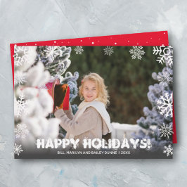 Tarjeta Festiva Foto de Navidades con copos de nieve