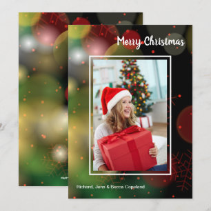 Tarjeta Festiva Foto de Navidades con copos de nieve