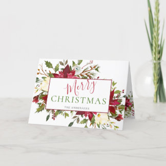 Tarjeta Festiva Foto de Navidades con estilo rustico floral elegan