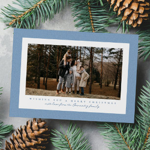 Tarjeta Festiva Foto de Navidades con tuiteo de arenque azul claro