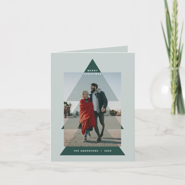 Tarjeta Festiva Foto de Navidades con un mínimo gráfico moderno (Anverso)