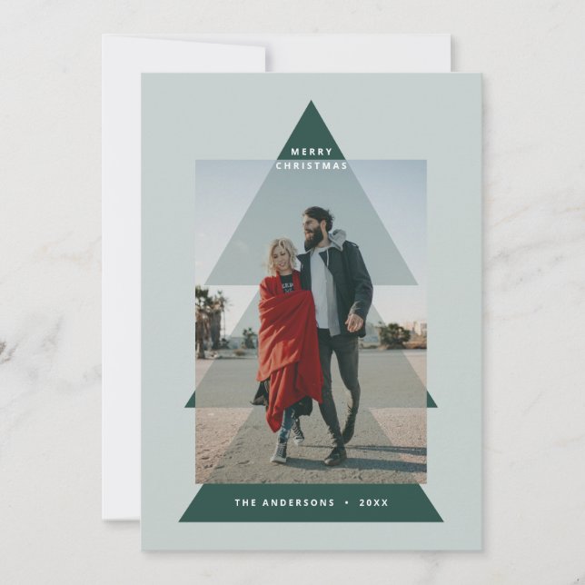 Tarjeta Festiva Foto de Navidades con un mínimo gráfico moderno (Anverso)