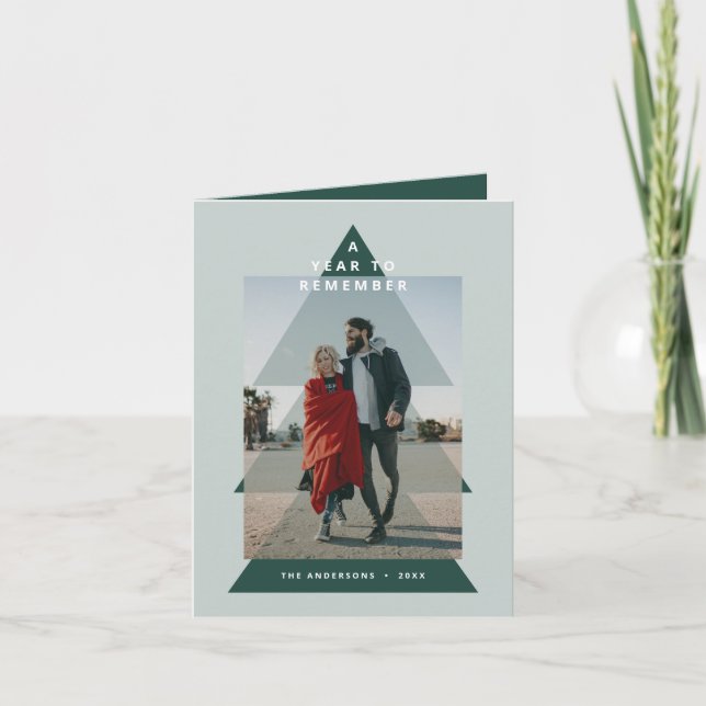 Tarjeta Festiva Foto de Navidades con un mínimo gráfico moderno (Anverso)