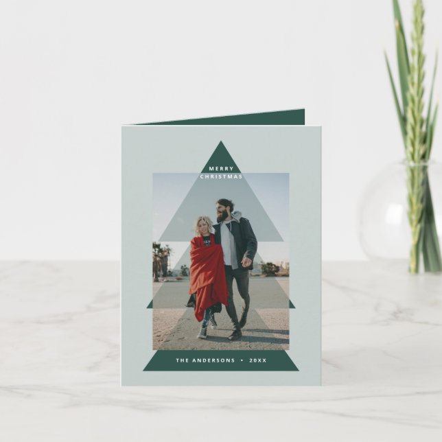 Tarjeta Festiva Foto de Navidades con un mínimo gráfico moderno (Anverso)