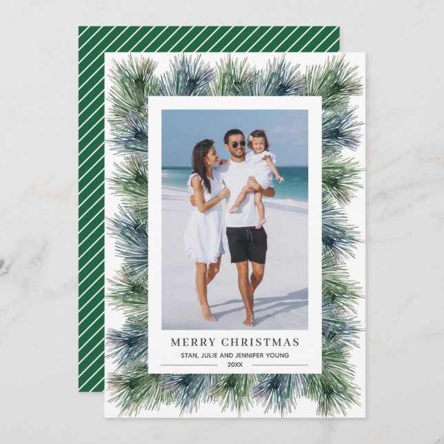 Tarjeta Festiva Foto de Navidades de acuarela de la inmundicia (Anverso / Reverso)