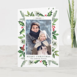 Tarjeta Festiva FOTO de Navidades de acuarela festiva Holly Berry