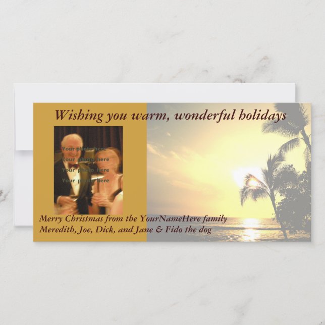 Tarjeta Festiva Foto de Navidades de árbol de palmas (Anverso)