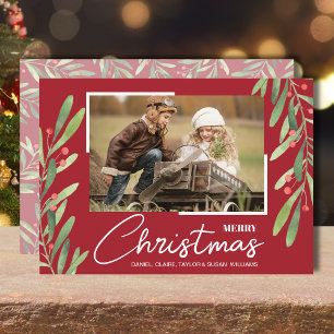 Tarjeta Festiva Foto de Navidades de Berries Greenery