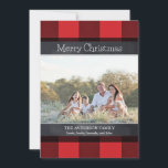 Tarjeta Festiva Foto de Navidades de Buffalo Plaid y Chalkboard<br><div class="desc">Añade tu foto al personalizar con esta tarjeta de felicitación de Navidades de pizarra de búfalo y de pizarra</div>