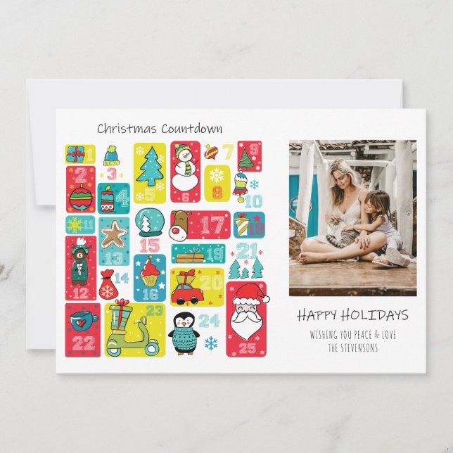 Tarjeta Festiva Foto de Navidades de calendario anticipados (Anverso)