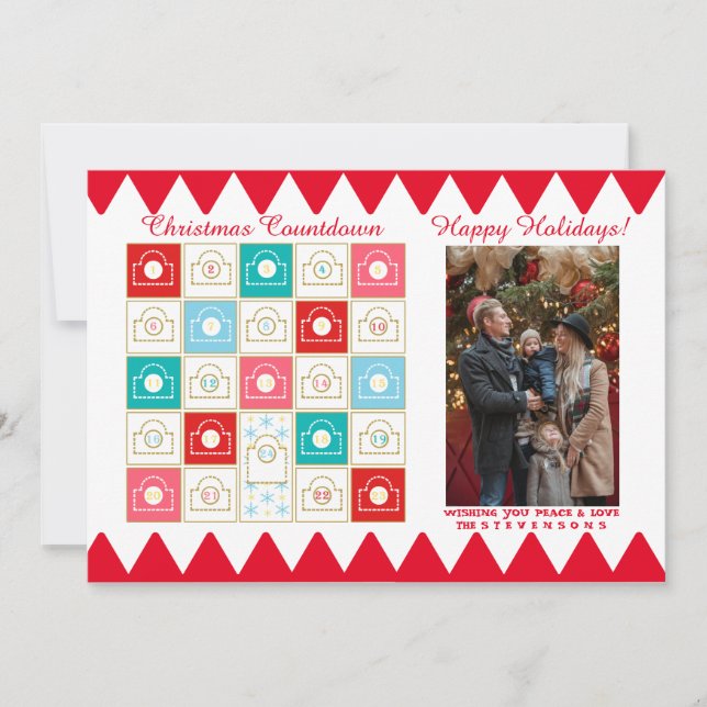 Tarjeta Festiva Foto de Navidades de calendario anticuados de époc (Anverso)