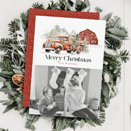 Tarjeta Festiva Foto de Navidades de camiones de la Granja Roja Vi