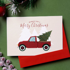 Tarjeta Festiva Foto de Navidades de camiones rojos de época